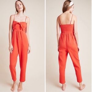NWT Anthropologie Isabel Tie Front Jumpsuit Sz L
